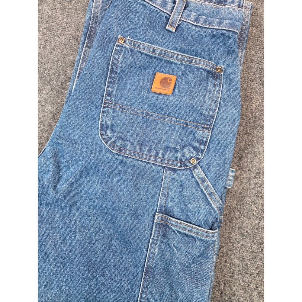 Carhartt B73 DST Double Knee Logger Jeans Mens 34x34 Blue Denim Dungaree Fit